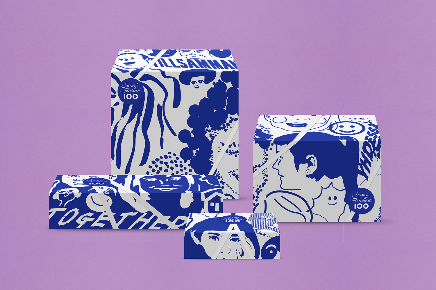 Brand identity, illustration and packaging by Kokoro & Moi for the celebration of Finland's centenary