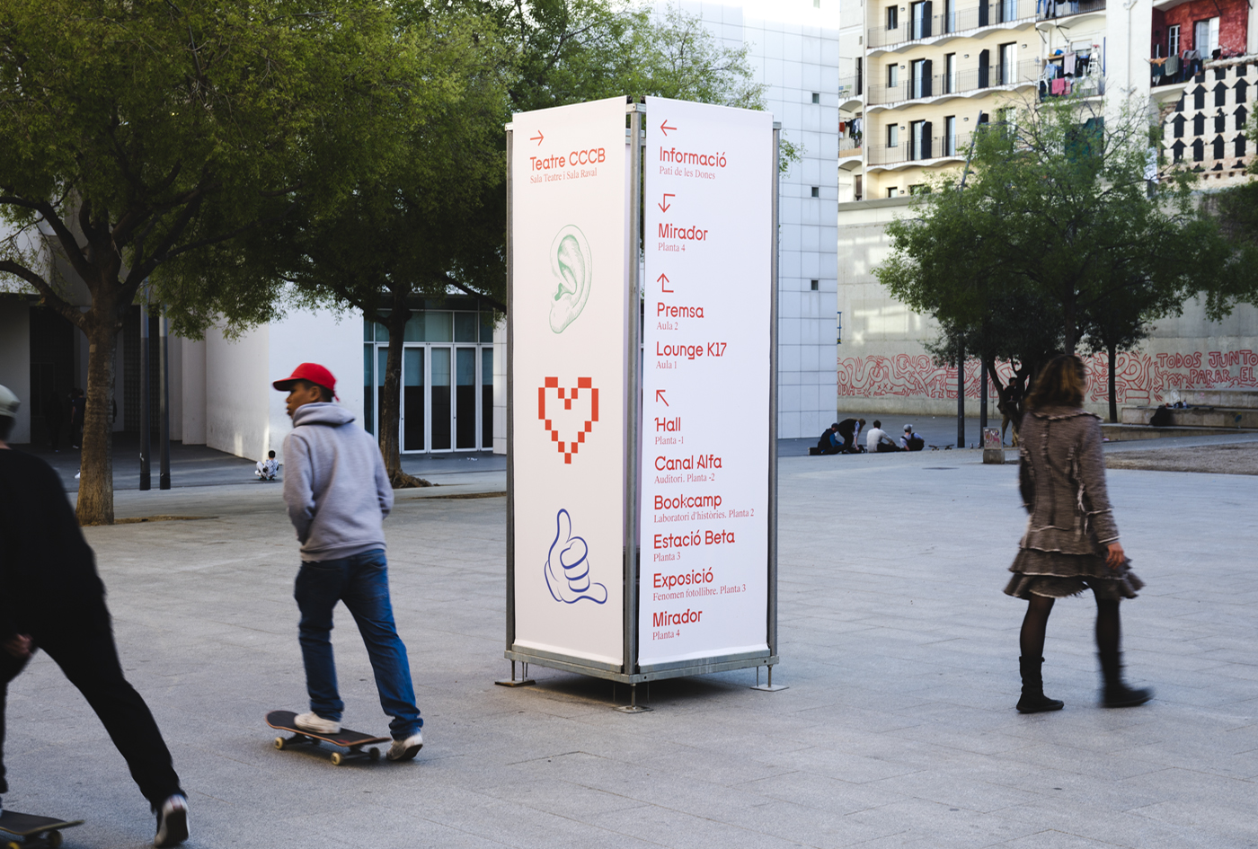 Visual identity and signage by Hey for Barcelona literature festival Kosmopolis