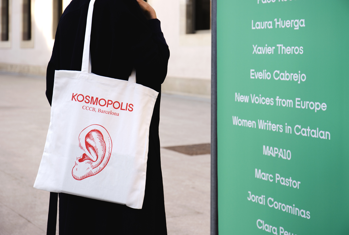 Visual identity and branded tote bag by Hey for Barcelona literature festival Kosmopolis