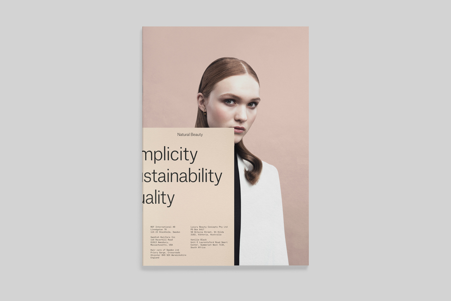 Visual identity and brochure designed by Scandinavian studio Kurppa Hosk for Swedish hair care brand REF