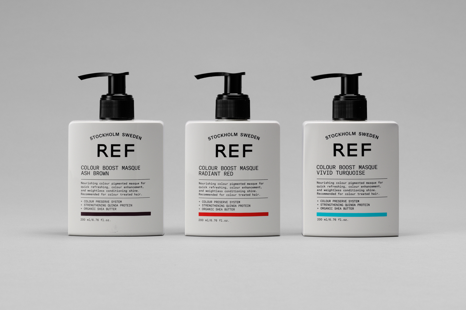 Visual identity and package design by Scandinavian studio Kurppa Hosk for Swedish hair care brand REF