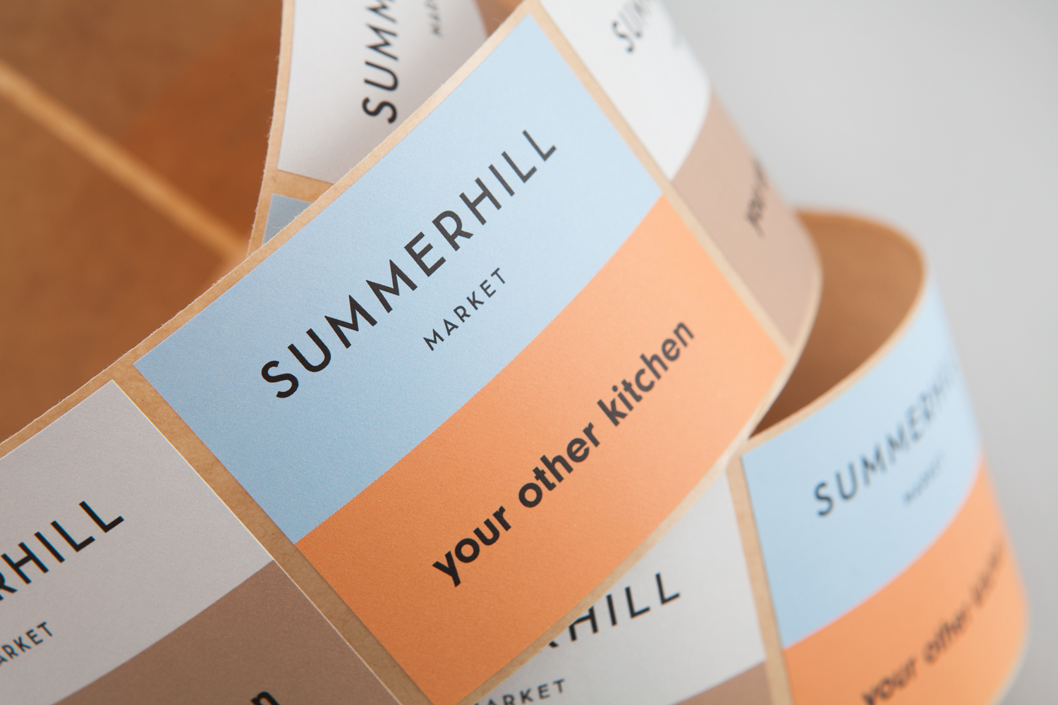 Logotype and stickers designed by Canadian studio Blok for Toronto based boutique grocery store Summerhill Market