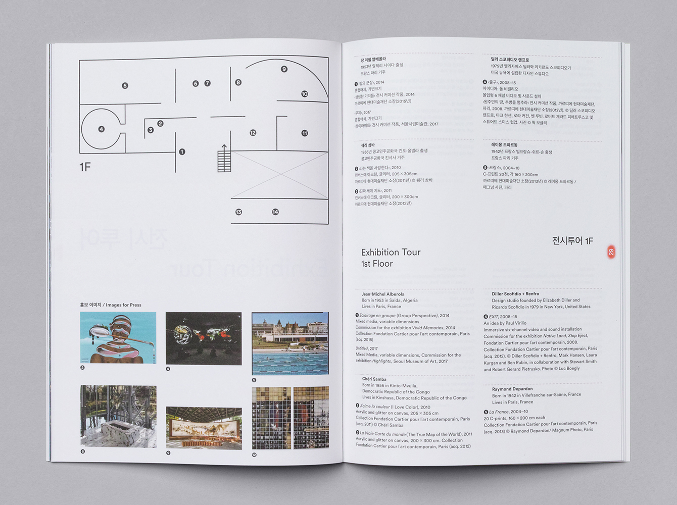Visual identity and guide book by Studio fnt for South Korean art exhibition Highlights at SeMA