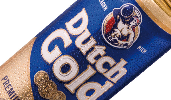 Packaging designed by Mike Ballinger and Adam Gallacher for premium Belgium lager Dutch Gold