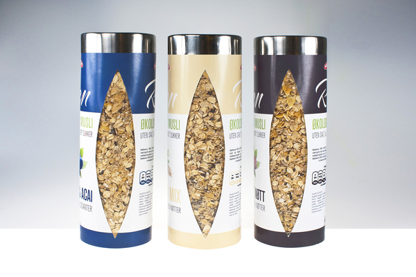 Conceptual packaging designed by Anders Engen, Petter Samuelsen and Marius Holtmon for Mølleren's Ren Musli.