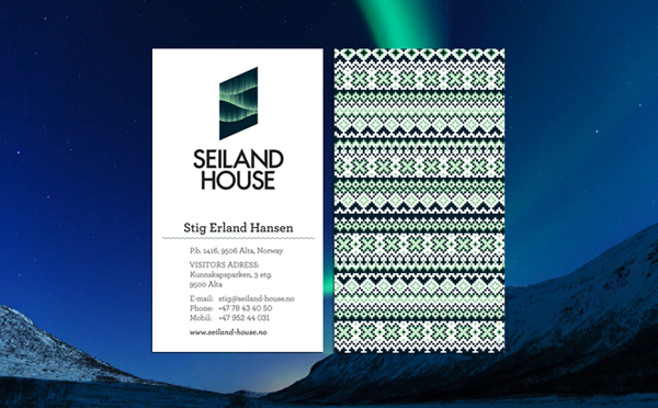 Logo and business card designed by Eirik Gihle for hotel and conference centre Seiland House