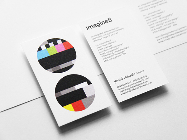 Logo and business card designed by Blow for video production, sound design and DJ management business Imagine8