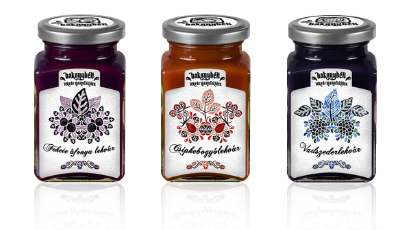 Packaging designed by Dora Novotny for premium Hungarian jam Bakonybéli.