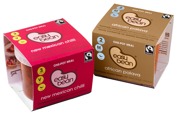 Packaging for British natural convenient food brand Easy Bean Fairtrade