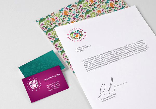 Logo and stationery designed by Jaime Cadavid for Colombian coffee growing organisation Paisaje Cultural Cafetero