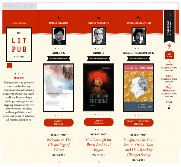 Visual identity and website designed by Fuzzco for on-line publisher of independent authors The Lit Pub