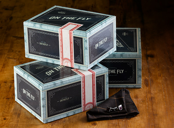 Logo and packaging designed by Hatch for luxury men's goods retailer On The Fly