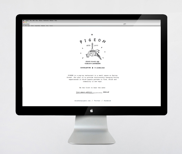 Logo and website designed by Fuzzco for South Carolina pop-up eatery Pigeon