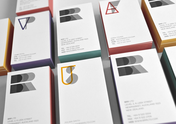 Logo, iconography and edge painted business cards for Auckland based brand strategy and design firm Brian R Richards