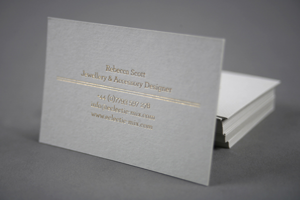 Business card with gold foil detail by Because Studio for fashion accessory label Eclectic-Mix