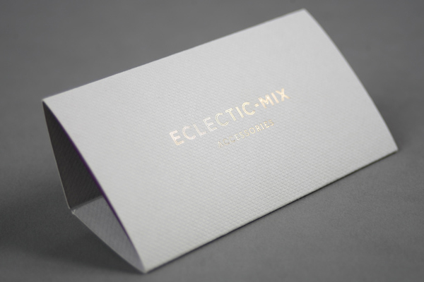 Print with embossed surface and gold foil detail by Because Studio for fashion accessory label Eclectic-Mix