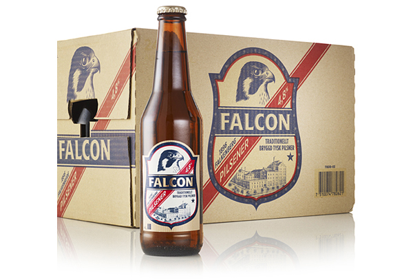 Packaging design by Nine for Swedish pilsner Falcon