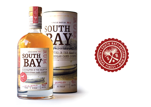 Packaging by Edmundson Martin for handcrafted, micro-distilled, single batch premium rum South Bay