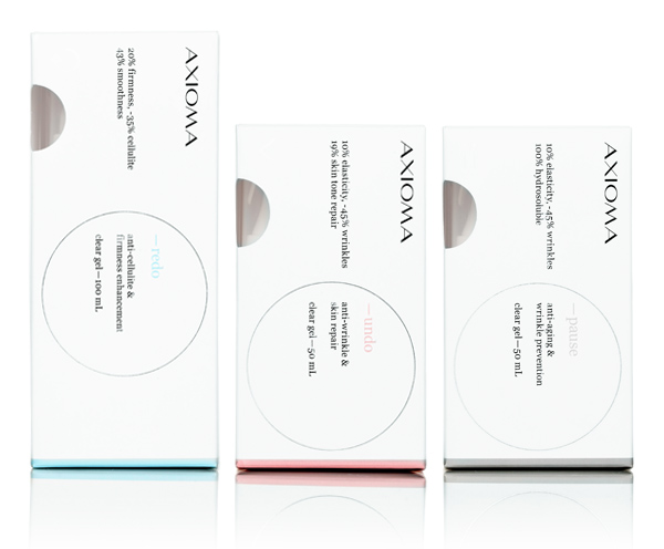 Packaging with die cut window for high quality and active skincare brand Axioma designed by Anagrama