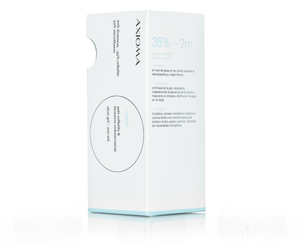 Packaging with die cut window for high quality and active skincare brand Axioma designed by Anagrama