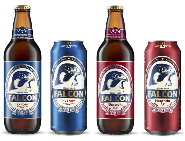 Packaging design by Nine for Swedish pilsner Falcon