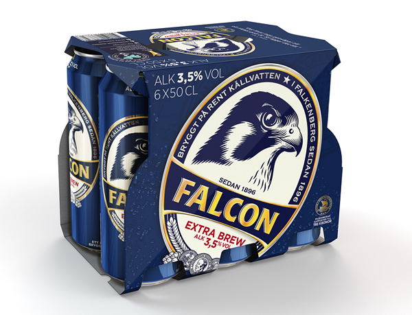 Packaging design by Nine for Swedish pilsner Falcon