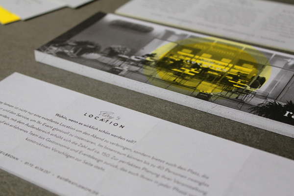 Print work by Leib Und Seele for Heilbronn based bar Ray Lemon's monthly event Menu in Yellow