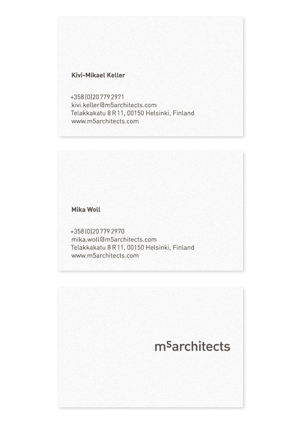 Logo and business cards for Helsinki based architectural, urban planning and furniture design studio M5