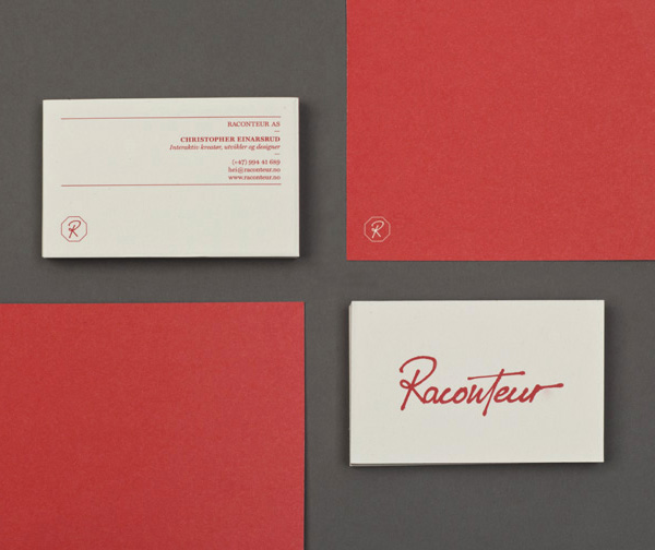 Logo and stationery created by Christian Bielke for web production and advertising company Raconteur