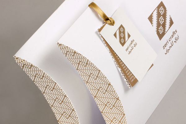 Logo and packaging with gold metallic spot colour detail designed by Rocío Martinavarro for textile producer Zeri Crafts