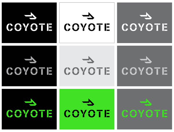 Logo design by Moving Brands for Chicago based third party logistics business Coyote