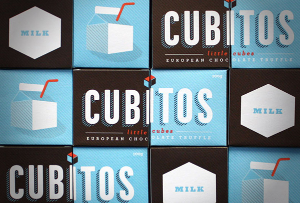 Packaging created by Studio Alto for European truffle brand Cubitos