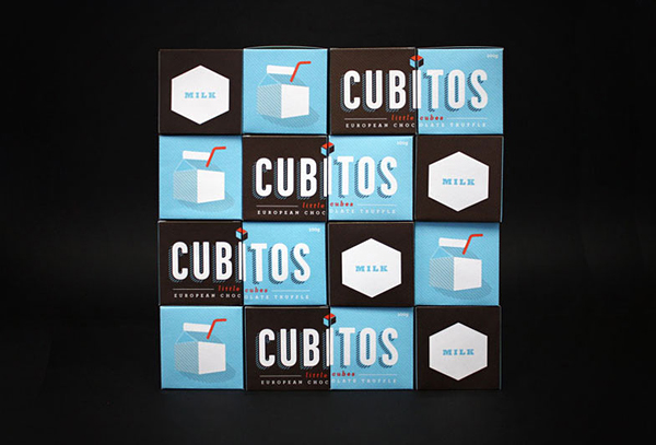 Packaging created by Studio Alto for European truffle brand Cubitos