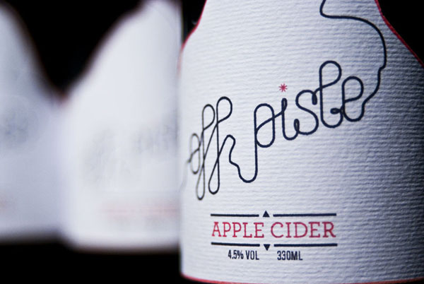 Packaging created by freelance designer Ben Dalrymple for fictional New Zealand cider brand Off Piste