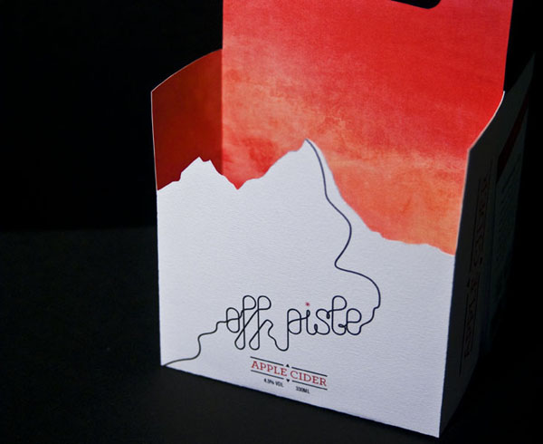 Packaging created by freelance designer Ben Dalrymple for fictional New Zealand cider brand Off Piste