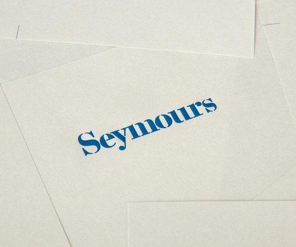 Logo and print with emboss detail designed by Spin for international art acquisition advisory service Seymours.