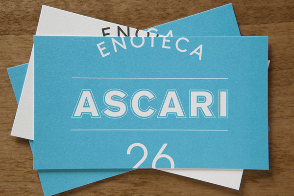 Logo and business cards designed by Blok for Toronto based Italian restaurant Ascari Enoteca
