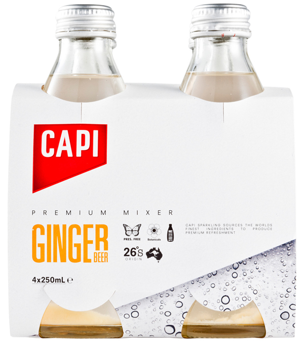 Packaging and branding created by CIP for premium carbonated fruit juice, mixer and mineral water brand CAPI.