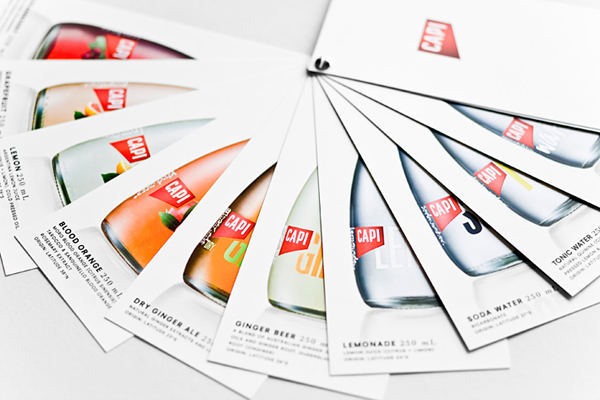 Brochure created by CIP for premium carbonated fruit juice, mixer and mineral water brand CAPI.