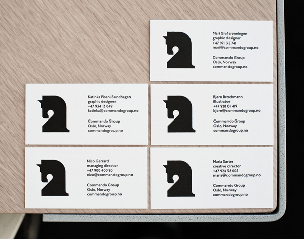 Logo and business card created for and by Oslo based multidisciplinary visual communications agency Commando Group
