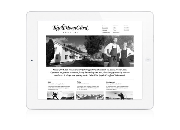 Logotype and website created by Strømme Throndsen Design for Norwegian guest house, farm and restaurant Kavli Moen Gård