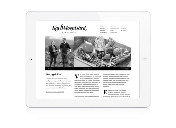 Logotype and website created by Strømme Throndsen Design for Norwegian guest house, farm and restaurant Kavli Moen Gård