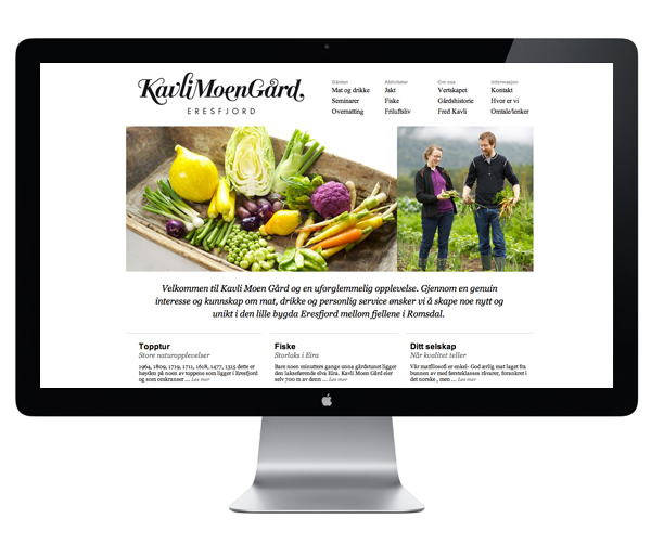 Logotype and website created by Strømme Throndsen Design for Norwegian guest house, farm and restaurant Kavli Moen Gård