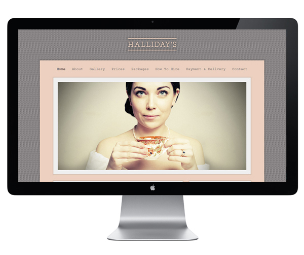 Website design by Family featuring photography by Jade Sukiya for vintage china hire service Hallidays