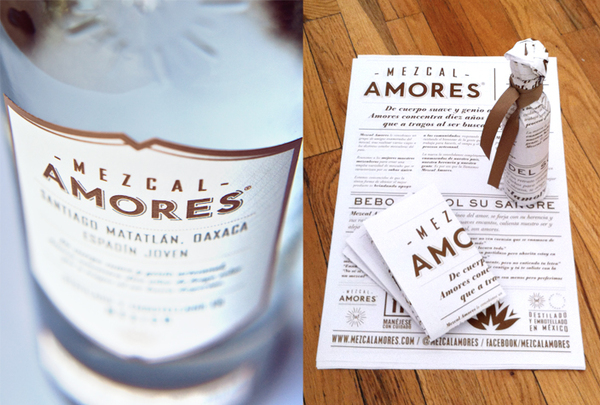 Packaging with metallic copper spot colour detail designed by Butic for Mexican mezcal spirit brand Mezcal Amores