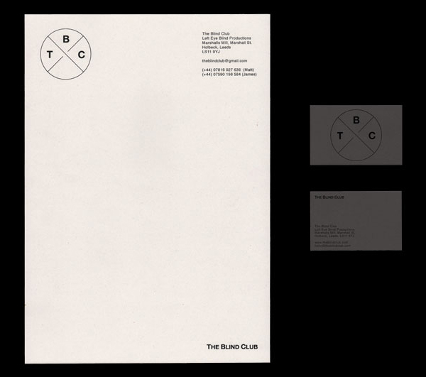 Logo and stationery with a black block foil detail designed by Catalogue for cinematic production company The Blind Club