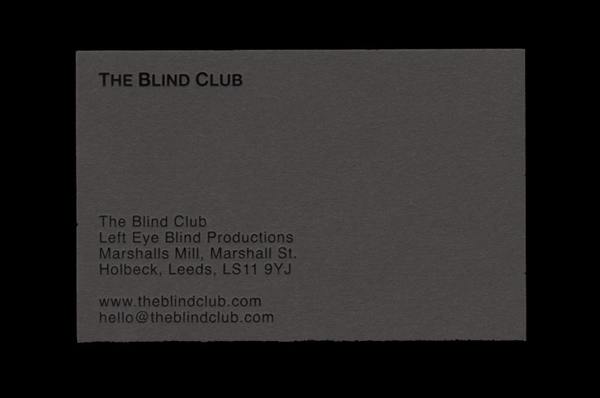 Logo and black block foil business card designed by Catalogue for cinematic production company The Blind Club