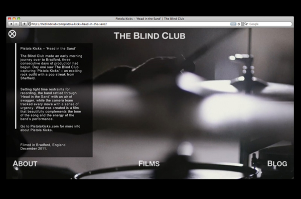 Website designed by Catalogue for cinematic production company The Blind Club