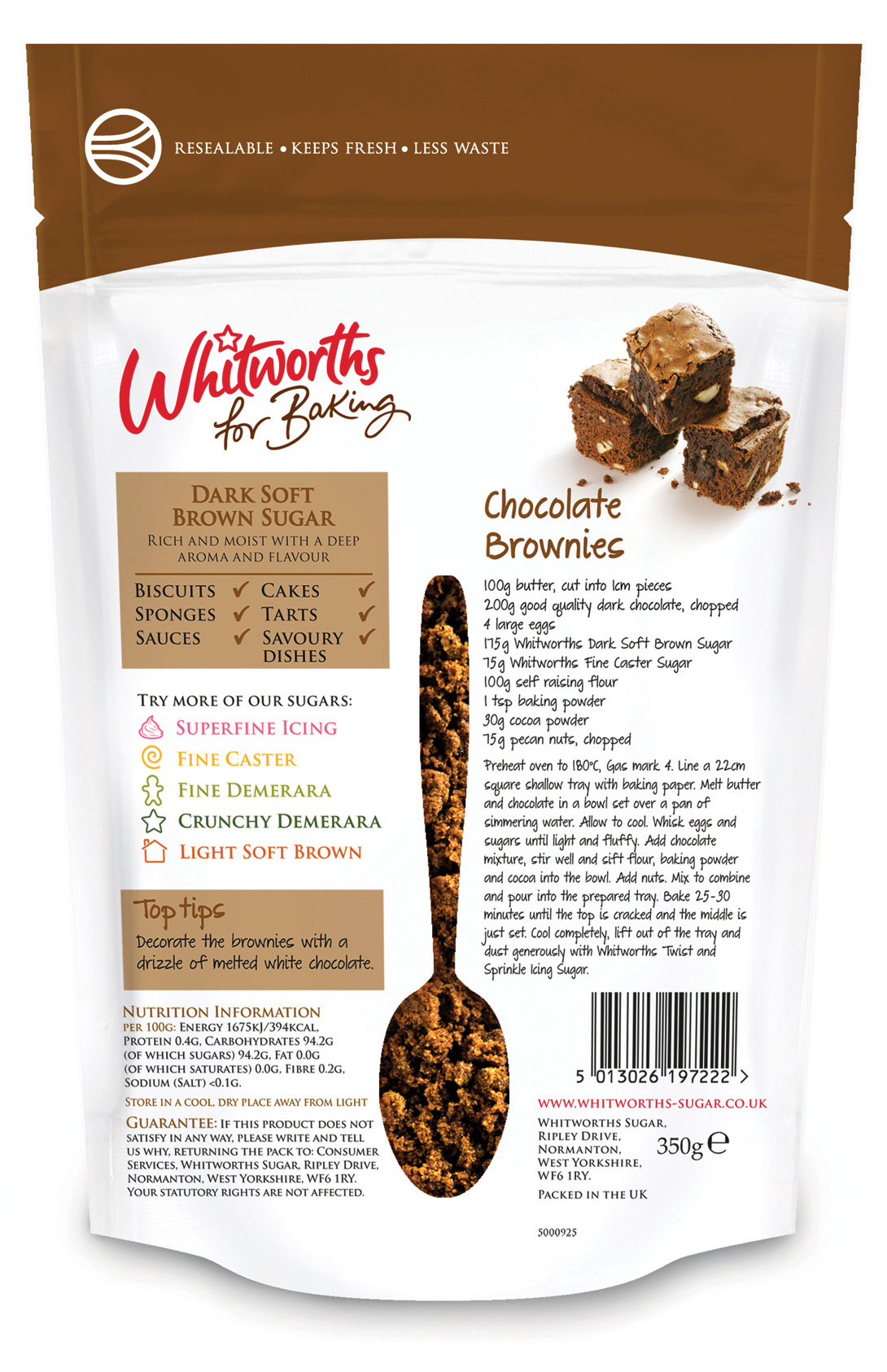 Packaging created by Leahy Brand Design for baking sugar brand Whitworths for Baking