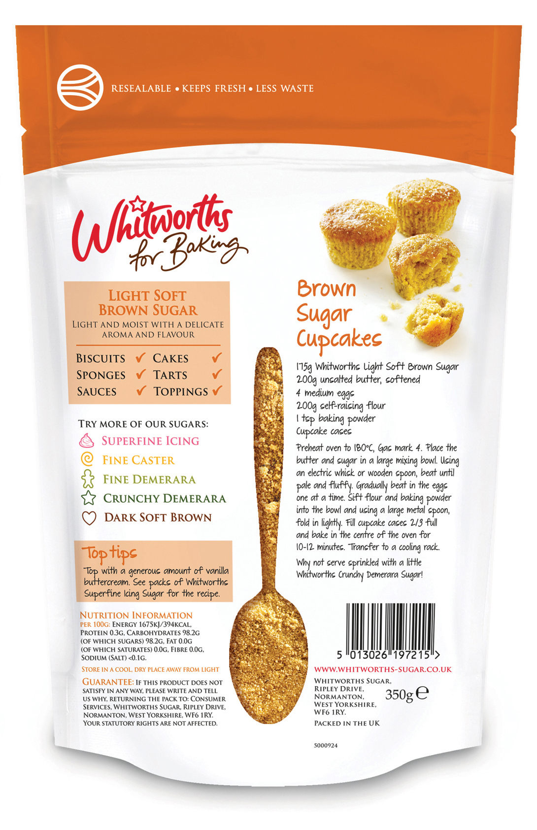 Packaging created by Leahy Brand Design for baking sugar brand Whitworths for Baking